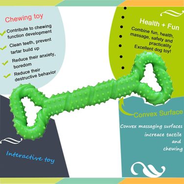 Міцна іграшка для собак Жувальна іграшка у формі кістки розміром 13 дюймів із твердої гуми з опуклим дизайном, міцна інтерактивна іграшка для великих маленьких собак, чистих зубів і масажних ясен