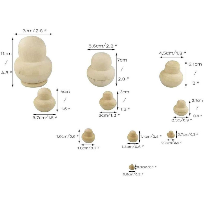 Російська матрьошка 10 шт. непофарбована матрьошка заготовка для дітей іграшка прикраса