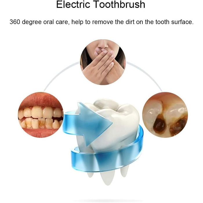 Водонепроникна акумуляторна U-подібна електрична силіконова зубна щітка Ультразвуковий догляд за ротовою порожниною Щітка для чищення зубів Відбілююча щітка з 4 режимами (білий)