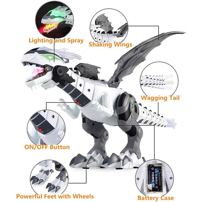 Туман спрей робот дракон іграшка дитина прогулянка динозавр вогонь дихання вода спрей зі світлом і звуками