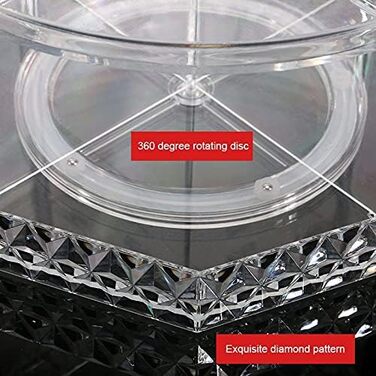 Органайзери для догляду за шкірою UPGENT, обертова кришталева коробка для зберігання косметики 360, багатофункціональний, знімний органайзер для макіяжу, вітрина для макіяжу (колір 27 см x 36 см)