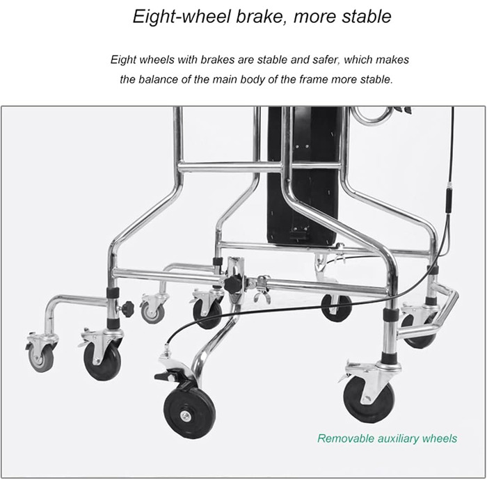 Реабілітаційний навчальний медичний допоміжний засіб для ходьби для дорослих з регульованою висотою, стояча рама з нержавіючої сталі для тренування кінцівок Реабілітація геміплегії, 8 раундів c