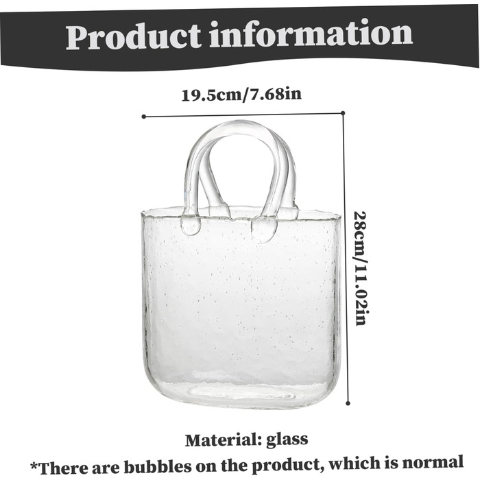 Ваза для сумочки, ваза для квітів унікальна ваза для сумочки 7.7x11in з пухирчастого прозорого скла гаманець декоративний прозорий