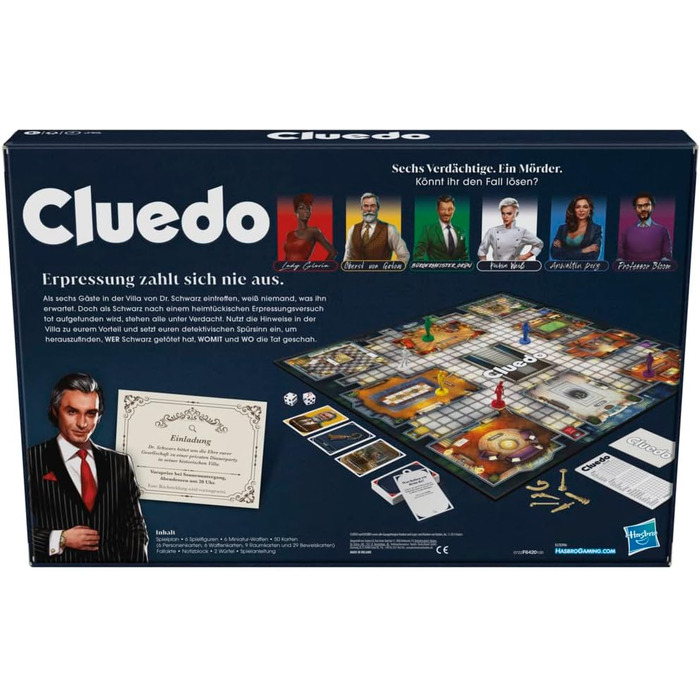 Настільна гра Hasbro Gaming Cluedo для дітей віком 8, перероблене Cluedo для 2-6 гравців, детективна гра, сімейна гра для дітей та дорослих Classic Single