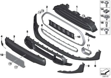 Чохол на передній бампер MINI глянцевий чорний F55/F56/F57