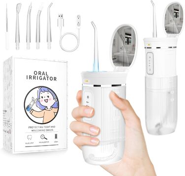 Бездротовий портативний іригатор для порожнини рота Oral Irrigator Переможець, електричне чищення зубів Water Flosser з висувним резервуаром для води, 3 режими, 4 насадки, IPX7 Oral Irrigators Interdental Cleaner для домашніх подорожей