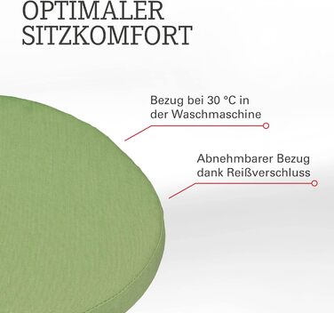 Крісло-подушка для сидіння Beo Зроблено в ЄС Подушка для крісла, яку можна прати, зі знімним чохлом Ідеально підходить для приміщень і вулиці Подушка сидіння кругла Ø 40см Дихаюча подушка сидіння в зеленому кольорі