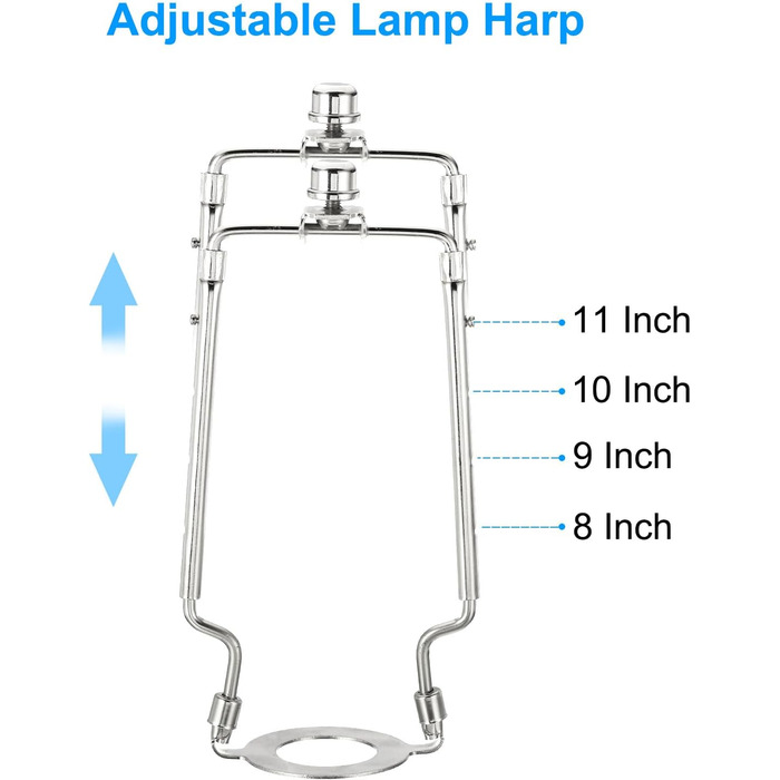 Комплект лампових арф з хвостом 1 комплект регульованих кронштейнів абажура з освітлювальною основою 3/8 IP E14 E26 E27 Освітлювальна база для настільного торшера Срібло, 8 9 10 11