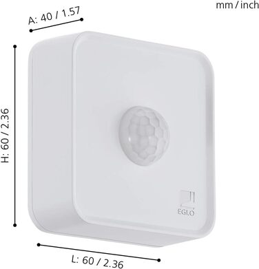Датчик EGLO connect, Детектор руху для розумного будинку, Живлення від батарейок, Аксесуари Bluetooth для системи EGLO connect, Матеріал Пластик, Колір Білий, IP44