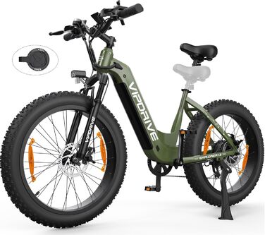 Електричний велосипед Vipdrive чоловіки жінки, E Fatbike 26/24 дюйма з 250 Вт велосипедним двигуном, гірський велосипед E-bike зі знімним акумулятором 15Ah/13Ah, режим 5 PAS, 7-швидкісний для бездоріжжя, велика дальність до 100 км 26-дюймовий EXPLORER 1.2