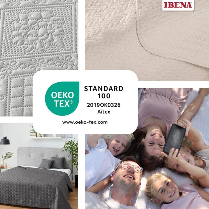 Покривало Ibena Nancy 140x210 см - сучасний візерунок, можна прати в пральній машині, однотонний плед бежевий кабельний трикотаж 140 x 210 см Натуральний