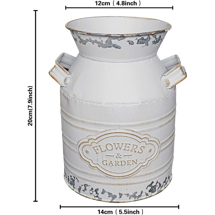 Сільський сільський оцинкована жерстяна банка для молока стиль металевої вази квітковий глечик глечик для вінтажного фермерського будинку кантрі примітивний домашній декор молочна банка