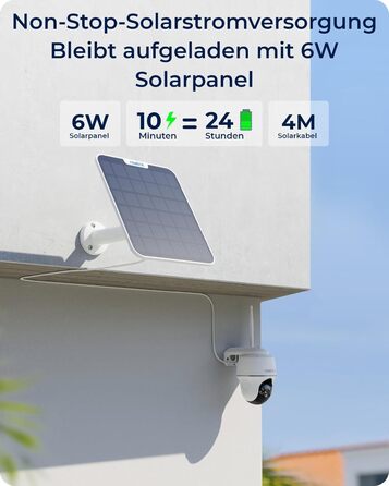 Без щомісячної плати, 4K Solar Surveillance Camera Outdoor Battery, Argus PT Ultra 6W Solar Panel, 2,4 & 5GHz WiFi, Standalone, Solar WLAN Camera Outdoor with 8MP UHD Color Night Vision, AI Detection