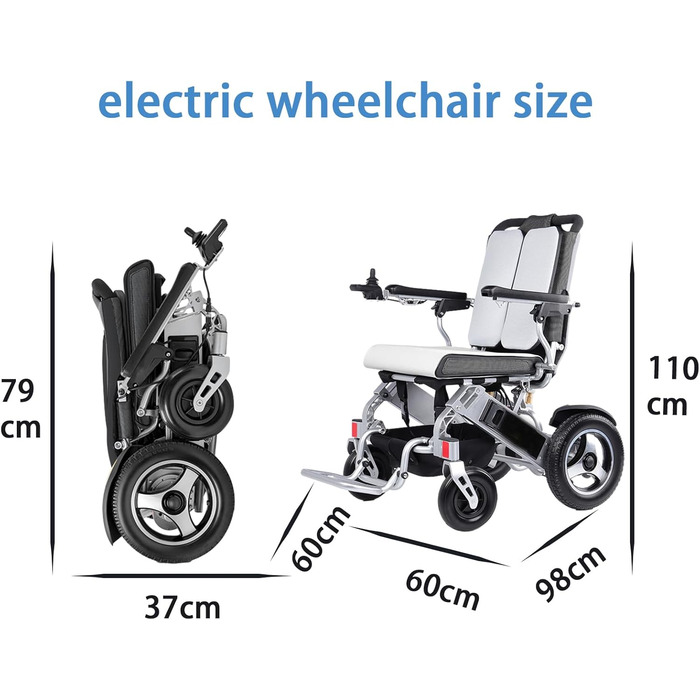 Складна електрична інвалідна коляска для дорослих, легка портативна розумна мобільна інвалідна візка, підходить для людей похилого віку та людей з обмеженими можливостями