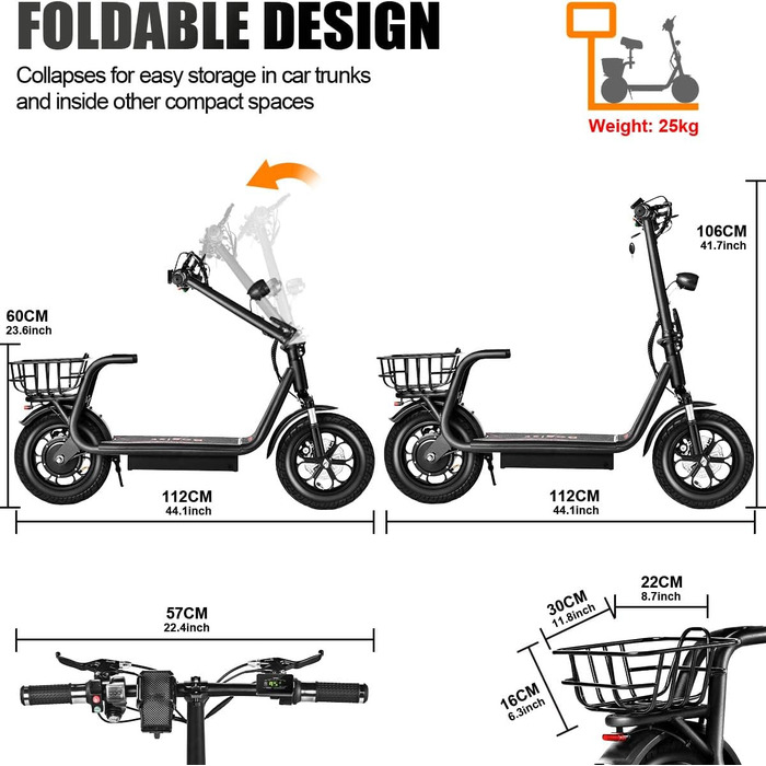 Електричний самокат E Scooter Електричний самокат для дорослих E Scooter 48V 11AH Електричний самокат зі світлодіодним світлом, електричний самокат 12 пневматичні шини, M5 Pro