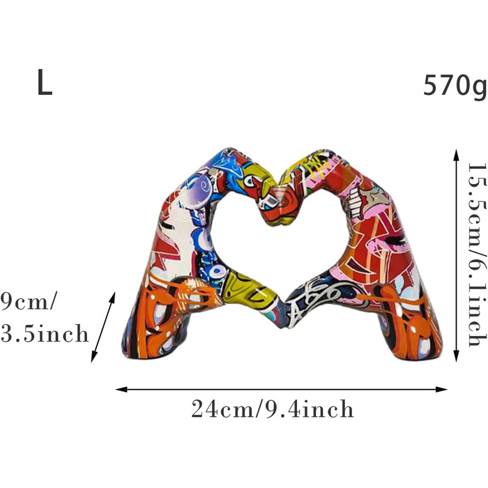 Статуя любовного жесту пальця Kaxenig, статуя любовного жесту серця, статуя любовного пальця зі смоли, скульптура серця графіті, весілля, офіс, вітальня, журнальний столик, обідній стіл, центральний елемент 01