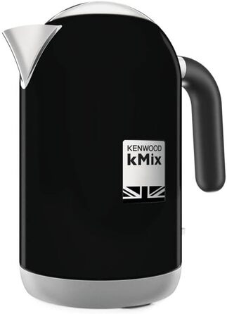 Чайник Kenwood kMix ZJX740BK, високоякісний металевий корпус у стильному дизайні, знімний фільтр від накипу з нержавіючої сталі, автоматичне відключення, база 360, ємність 1,7 літра, 2200 Вт, чорний