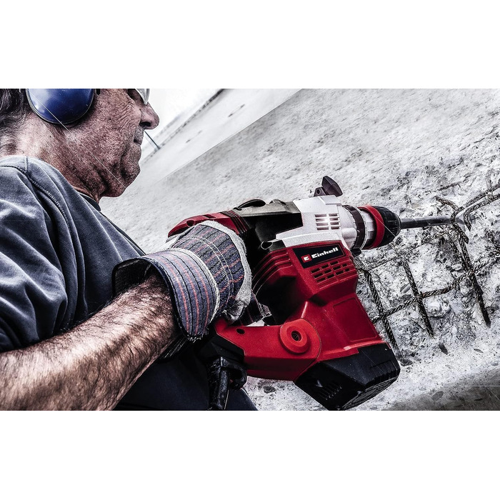 Перфоратор Einhell TE-RH 38 3F (1050 Вт, сила удару 9 Дж, патрон SDS-Max, обмежувач глибини свердління металу, свердління 38 мм в бетоні, вкл. кейс) без аксесуарів