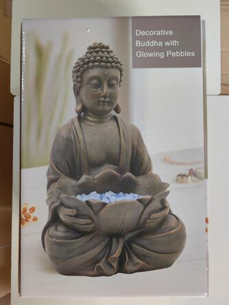 Фігура Будди медитації Yeomoo Прикраса саду на відкритому повітрі - Прикраса саду Дзен Будда Прикраса вітальні Балкон Прикраса Великі фігури з галькою лотоса і скляним каменем Подарунки для жінок Чоловіки Бронза 30CM