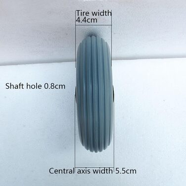 Дюймове поліуретанове колесо WWJ, товста нейлонова втулка, переднє колесо для інвалідного візка діаметром 17 см, еластичне, зносостійке грубе колесо, чорний/сірий, упаковка 2 (колір сірий, діаметр 7 дюймів), 7-