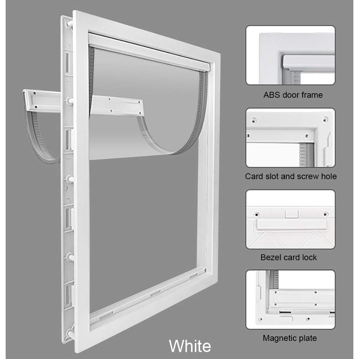 Великий клапан для собак CEESC з м'яким прозорим магнітним клапаном і засувною пластиною замка, передні двері преміум-класу з ПВХ пластику для великих собак (XL, ) (білий, XL - внутрішній розмір 32,8 см (Ш) x 41,6 см (В))