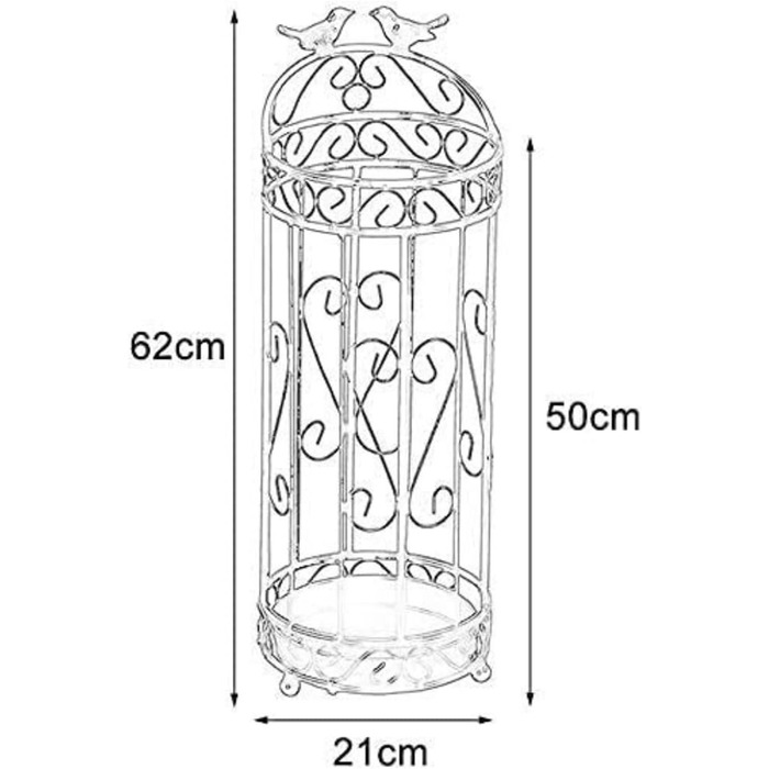 Підставка для парасольок HELGN Підставка для парасольок з кованого заліза, довгий тримач для парасольки, окремо стояча підставка для зберігання палиць для ходьби в приміщенні та на вулиці Рамка (кавовий колір) 21*62см Кавовий колір