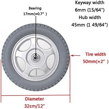 Задні колеса для інвалідного візка, запасні колеса, електричні аксесуари для інвалідних візків, 12-дюймові суцільні колеса Pu, 1 пара