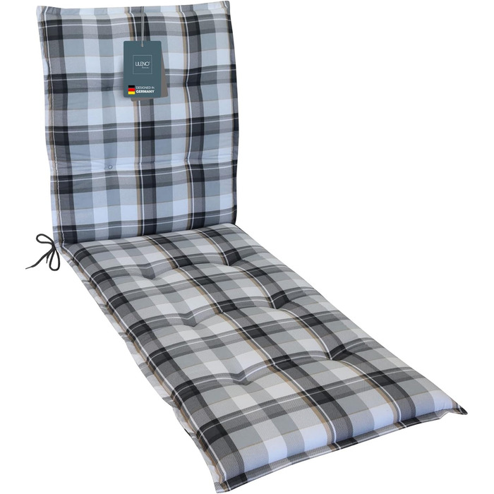 Чохол на шезлонг LILENO HOME as Комплект з 1 - Roll Lounger в кольорі Check Grey - Чохол для садового шезлонга ідеально підходить для пляжного шезлонга - Чохол на подушку для садового шезлонга (188x60x5см) Комплект з ук - Шезлонг на колесах Check Grey