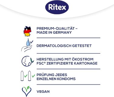 Презервативи Ritex XXL - дуже великі - з більшим простором для дуже великих розмірів, 24 презервативи Зроблено в Німеччині (8 шт. (1 упаковка))