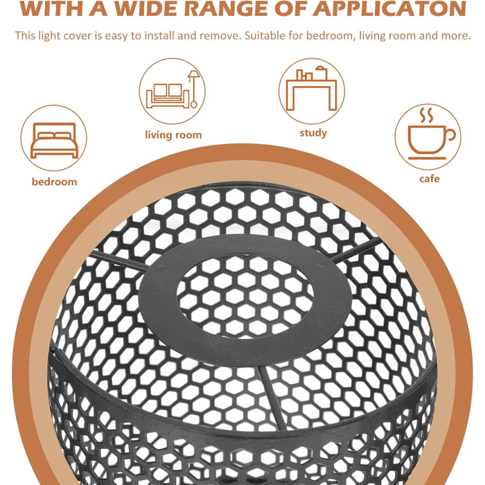 Промисловий металевий абажур Настільна лампа Заміна плафону Підвісний світильник Абажур Залізне мистецтво Чорний відтінок Лампа Клітка Захисний чохол для торшера Підвісний світильник Стельовий світильник Прикраса