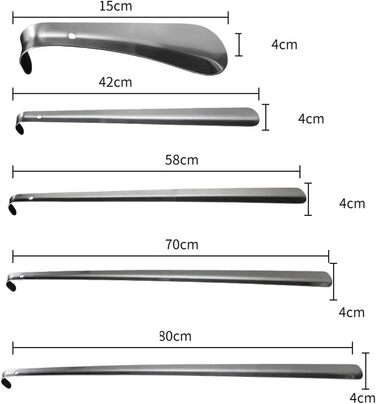 З нержавіючої сталі, Металевий ріжок для взуття, Дуже стабільний дизайн, Для подорожей - чоловіки, жінки, діти, люди похилого віку (5 розмірів) Нержавіюча сталь 80 см