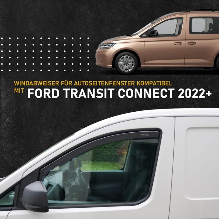 Сумісний з вітровим дефлектором бічного скла Ford Tourneo Connect 2022 Спереду 2 шт. Дефлектор дощу, дефлектор вітру, тонований, обтічний Простота монтажу Захист від вітру та дощу