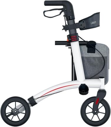 Спеціальна тростина Rollator Actimo Liberty для приміщень і вулиці регульовані по висоті ручки, задній ремінь, тримач тростини, сумка, що закривається, м'яке сидіння, з навантаженням до 136 кг, легко складається алюміній, білий