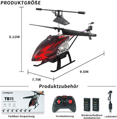 Вертоліт Carox RC Helicopter 2.4G на дистанційному управлінні іграшка з світлодіодним підсвічуванням та 3.5 каналами та гіроскопічним міні-вертольотом в приміщенні