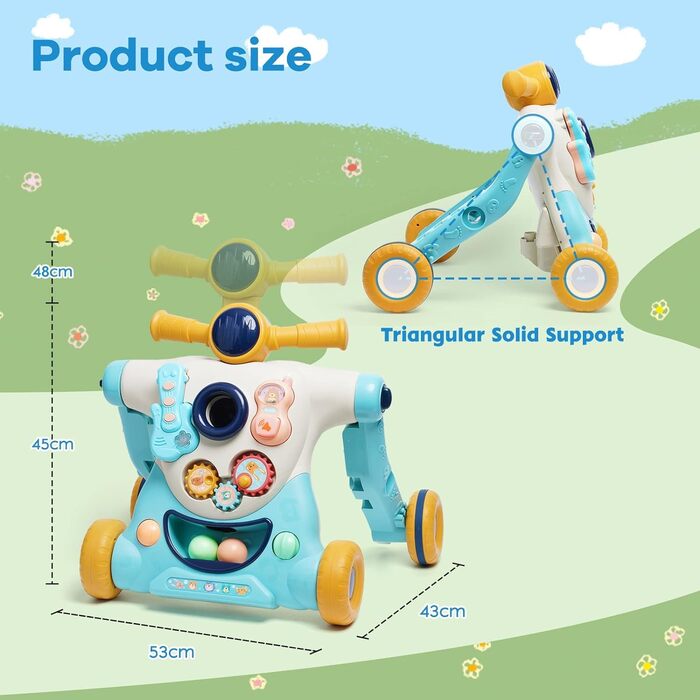 Ходунки для немовлят, ходунки для дитячої гри 3-в-1, знімні ходунки для немовлят із навчальним вмістом, музика для дітей від 6 місяців, подарунки для немовлят ходунки