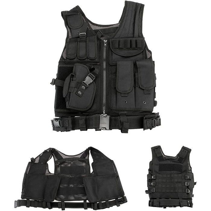 Відкритий жилет Molle Vest Модульний носій спорядження Регульований тренувальний ігровий пейнтбольний штурмовий жилет бойовий тренувальний M Чорний