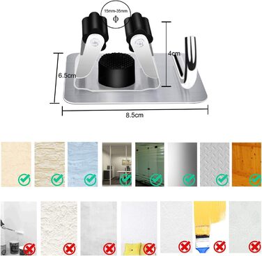 Кронштейн для мітли Настінний самоклеючий 5 шт. , Тримач для обладнання Одинарний тримач для мітли без свердління, Кронштейн для мітли клей, Настінний кронштейн Скруббер Нержавіюча сталь Тримач інструменту для інструментів для шафи Сад Балкон