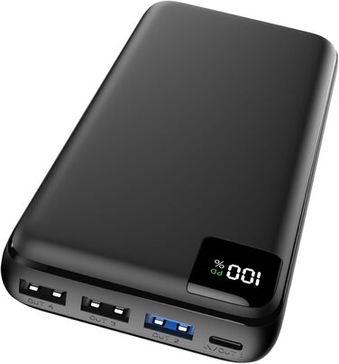 Зовнішній акумулятор Power Bank 27000mAh - Портативний зарядний пристрій Bilivein Powerbank 22.5W з швидкою зарядкою, PD USB C вхід і вихід зі світлодіодним дисплеєм для iPhone 14/13/12/11/Pro/Pro Max Series Tablet і т.д. Чорний