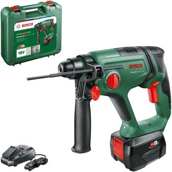 Акумуляторний перфоратор Bosch UniversalHammer 18V ( акумуляторна батарея 4,0 Ач система 18 вольт для свердління, перфорації, довбання та загвинчування в кейсі) Комплект 1 акумуляторна батарея 4,0 Ач UniversalHammer 18V Новий