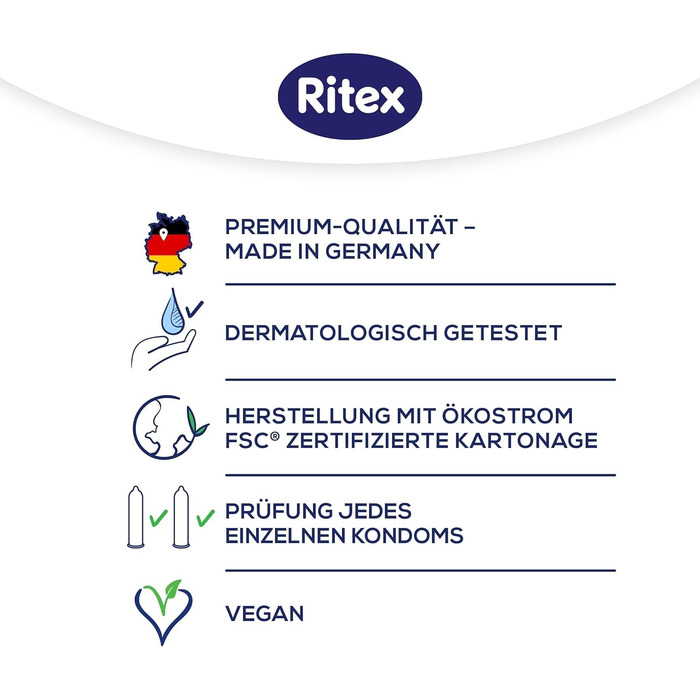 Асортимент суміші презервативів Ritex - захоплюючий і різноманітний, 40 шт. , Зроблено в Німеччині