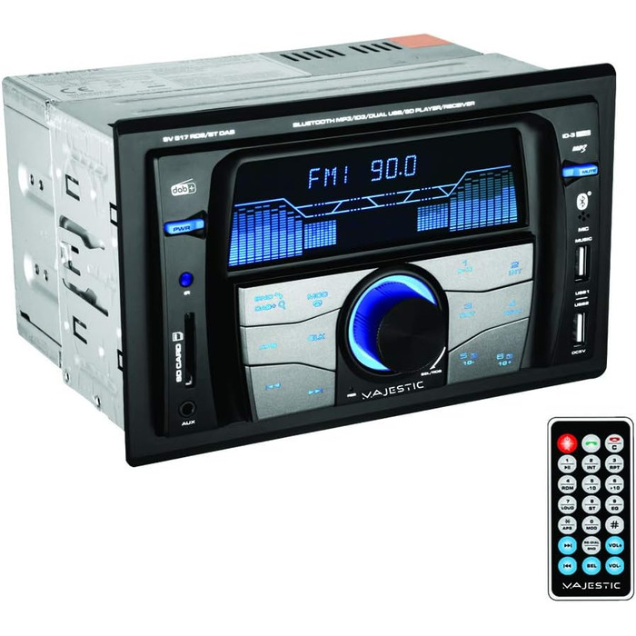 Автомагнітола FM-стерео DAB Bluetooth, подвійний DIN, USB/SD/AUX-IN, USB-зарядний пристрій, 180 Вт (45x4 канали), чорний, 517 RDS BT DAB