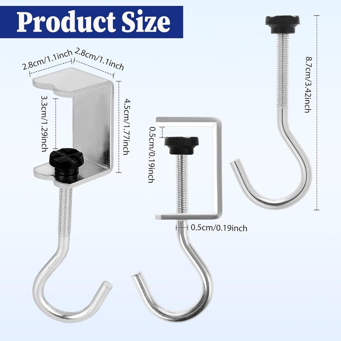 И Гачки для сумок, тримачі для сумок Регульовані гачки для сумок Гачки для кріплення приставних столиків Гачки для сумок для шкільних столів Офісні та спальні столики, 2 шт.