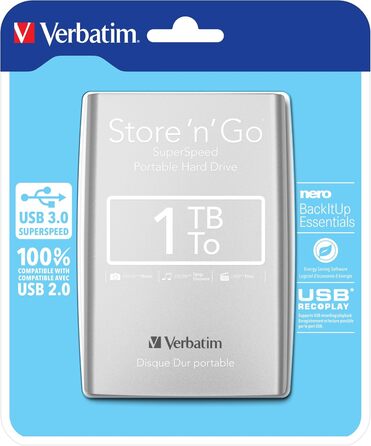 Накопичувач Verbatim Store n Go, 1 ТБ USB 3.0, сріблястий