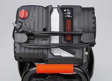 Компресор стисненого повітря BLACKDECKER BD195/12-NK - Повітряний компресор 12 л - Компресор 10 бар - 180 л/хв Потужність всмоктування - без масла - чорний (50 літрів)