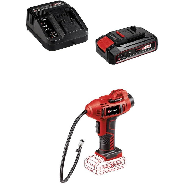 Акумуляторний компресор Einhell 4326556 CE-CC 18 Li (2,5 Ач) Power X-Change 11 бар з 1 батареєю, цифровий D