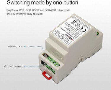 Рейковий контролер 5 в 1 LS2S білий/CCT/RGB/RGBW/RGBCCW 12-24V для світлодіодної продукції, 2.4G DIN