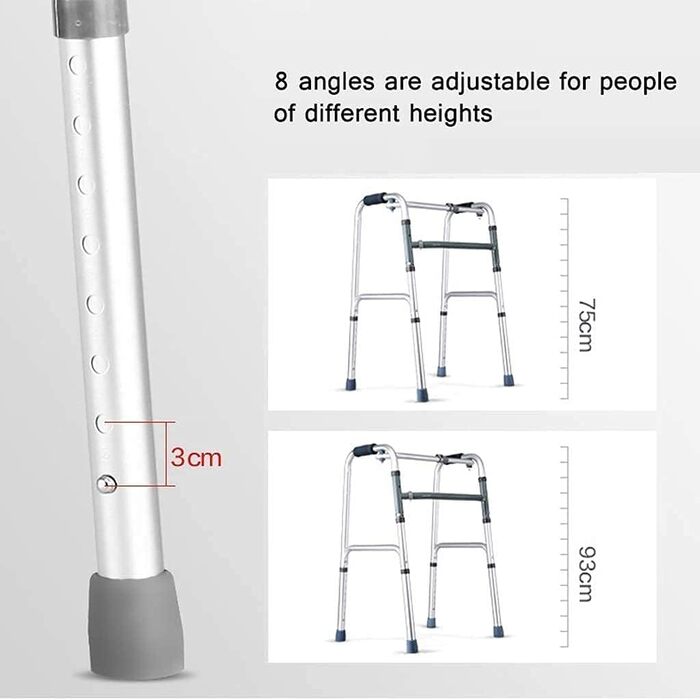 Допоміжний засіб для ходьби в інвалідному візку з рамою ходьби, допоміжний засіб для ходьби для людей похилого віку з пластиною для ванни та тягою кабелю, допоміжний засіб для ходьби з підлокітником з алюмінієвого сплаву, регулювання висоти 8 швидкостей, 