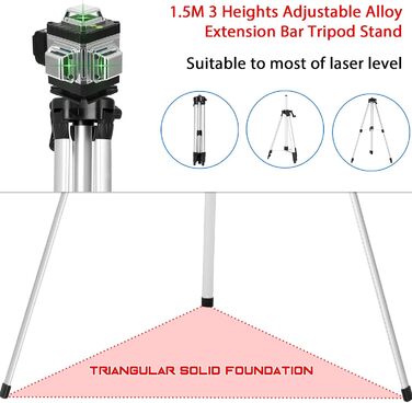 Поперечний лазер, лазерний рівень KKnoon 4x360 зі штативом, з підйомною платформою та магнітним настінним кріпленням Поперечний лазер зелений 16 ліній, самовирівнюючий поперечний лазер
