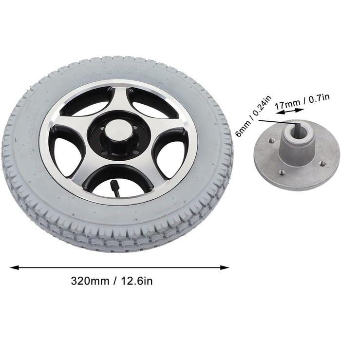 Шина для інвалідного візка Tyenaza, надувне колесо 320 мм PU, втулка з легованої сталі, задня шина для автомобілів з обмеженими можливостями, 4 отвори