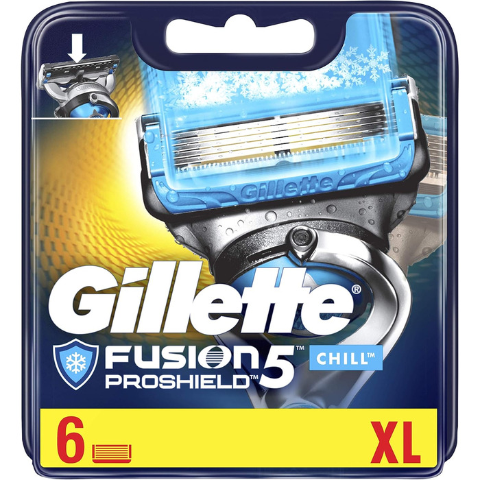 Леза для бритви Gillette Fusion ProShield Chill для чоловіків, 6 шт.